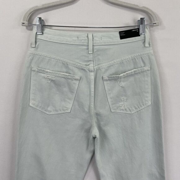 J Brand Jeans Womens 26 Green Straight Leg Frayed Hem High Rise Button Fly NWT - Picture 9 of 16